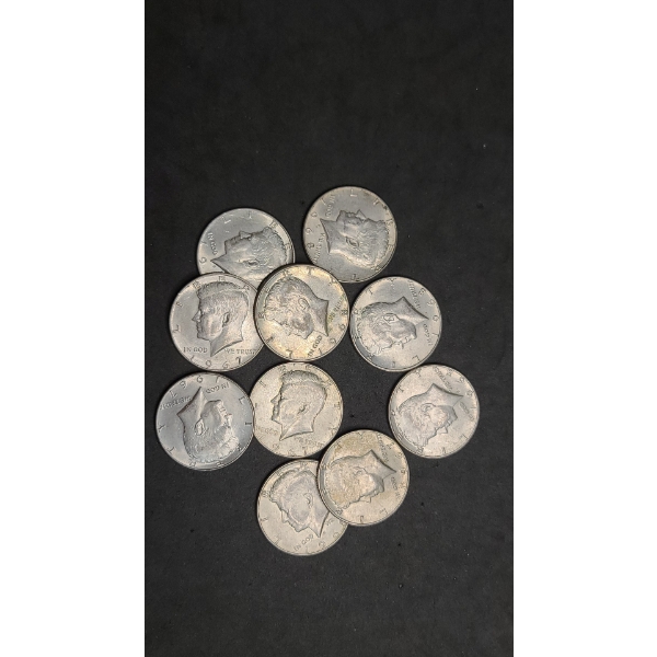 (10) 1967/1968 40% Silver Kennedy Half Dollars - Face Value: $5.00