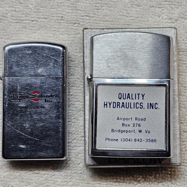 Two Vintage Promotional Flip-Top Pocket Lighters