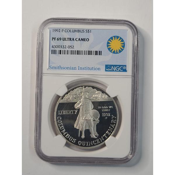 NGC PF 69 Ultra Cameo 1992-P Christopher Columbus Quincentenary 90% Silver Dollar 