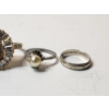 Image 3 : 3 Gorgeous Sterling Silver Rings Pearl, Gold-Tone with Stones, Wedding Band Style - TW 16.8g