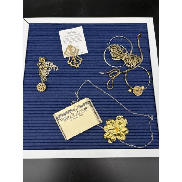 Assorted Costume Jewelry - Abstract Bow Design Pin - Bracelets - Earrings - 24K Gold Dipped Leaves