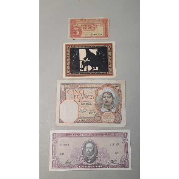 Assorted World Currency Including 1920's German Notgeld Emergency Bank Note