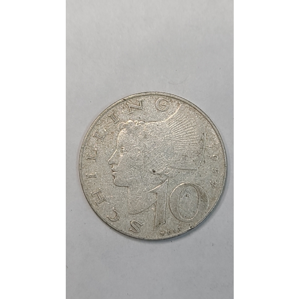 1958 Austrian 10 Schilling .620 Silver Coin 