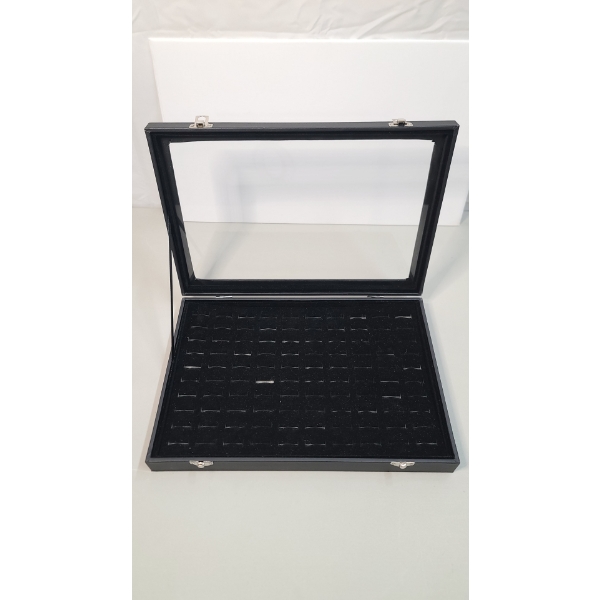 100 Slots Ring Storage Organizer With Glass Lid & Locking Latches 