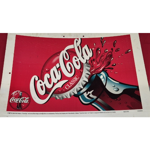 32 x 22 Vintage Coca Cola Professional Display Sign On Corrugated Poster Board -  See Description