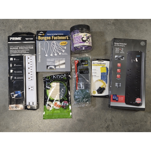 All New- Bungee Cords And Fasteners, & Two New Surge Protector Power Strips