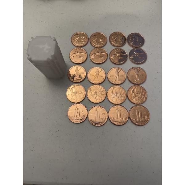 20 - Incredible .999 Fine Copper 1 Troy Ounce Coins With Storage Tube  - Mint Condition