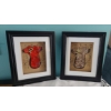 Image 1 : Pair Of Framed Mini Japanese Geisha Outfits - 12 x 10 Each - Outfits Are 6"