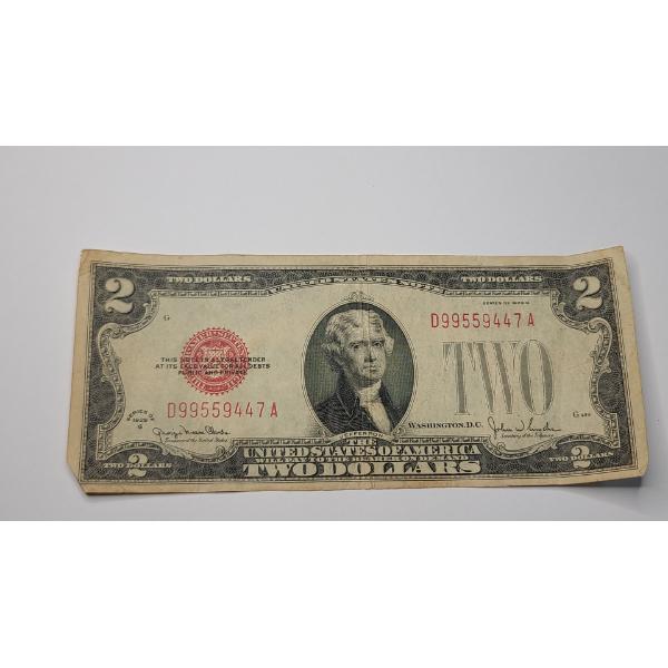 United States Series 1928 G $2 Red Seal Bank Note With Clark And Snyder Signatures - Face Value: $2
