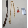 Image 1 : Vintage Straight Razor, Zippo Lighter, Fob Pocket Watch Chain & Native Pendant