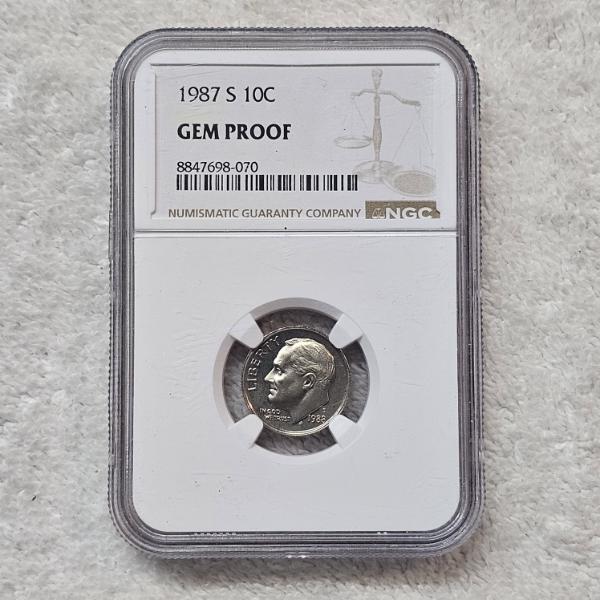 NGC GEM PROOF 1987 S 10C Roosevelt Dime Holder Error - Encased Coin is 1988 S