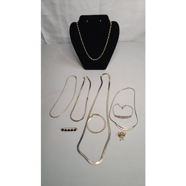 Sterling Silver Two-Toned Braided Necklace & Assorted Costume Jewelry 