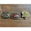 Image 1 : 1993 Bass Society Angler Sportsman Belt Buckle & Indian Head Buckle & Beach Buckle - 3 Belt Buckles 