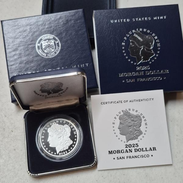 2025 S United States Proof .999 Silver 1 Troy Oz Morgan Dollar In Collector Case w COA - Satin Cameo