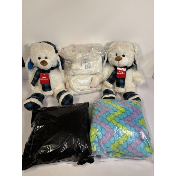 2 Stuffed Bears - 3 Blankets - 1 Unicorn Blanket - Mermaid Blankets 