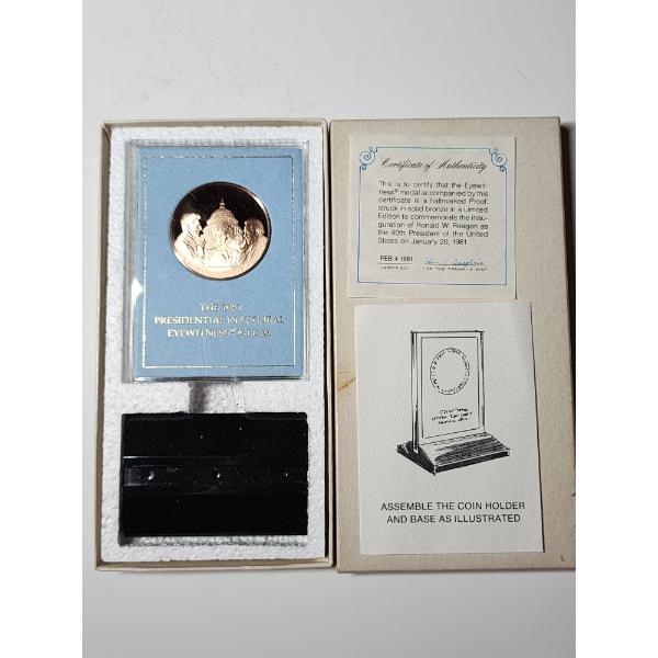 The Franklin Mint "The 1981 Presidential Inaugural" Eyewitness Solid Bronze Medal w/ Display & COA