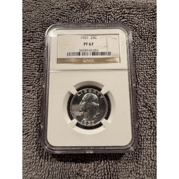 1957 United States Washington Proof Silver Quarter - NGC PF 67
