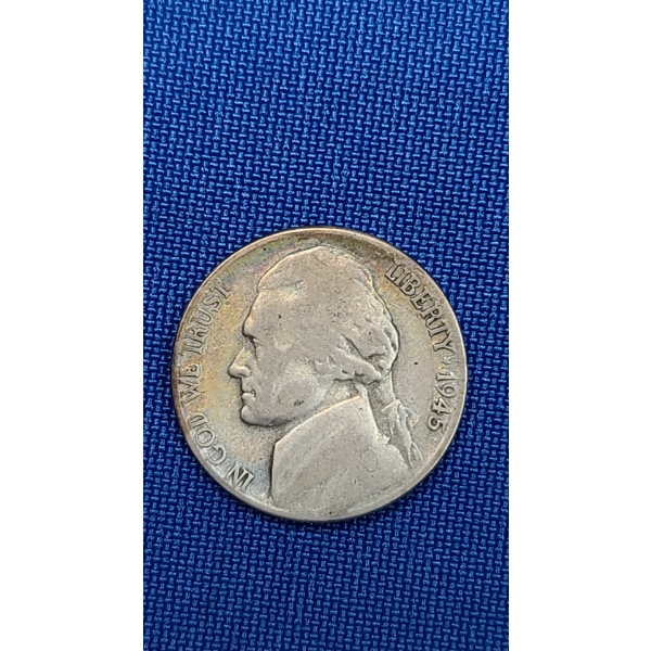 United States 1945-S 35% Silver Jefferson "Wartime" Nickel - Face Value: $ 0.05