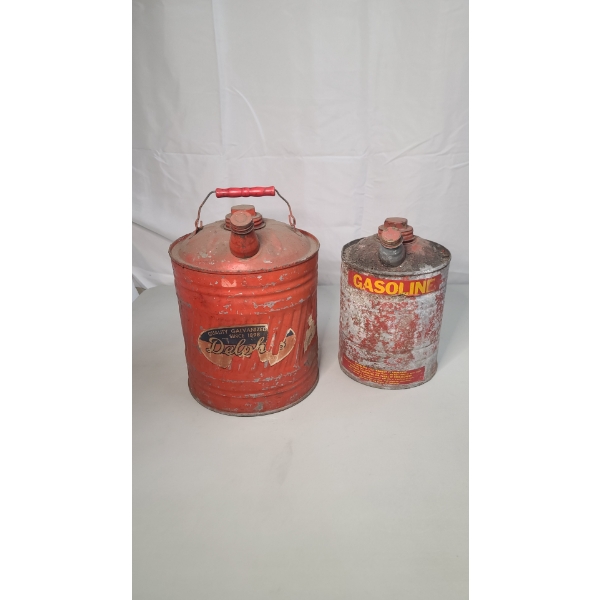 Vintage Delphos 2 Gallon Galvanized Steel Gas Can & Other Vintage Gas Can