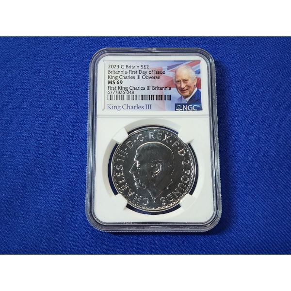 2023 Great Britain Britannia - King Charles III FDOI 1oz .999 Fine Silver Coin NGC MS 69