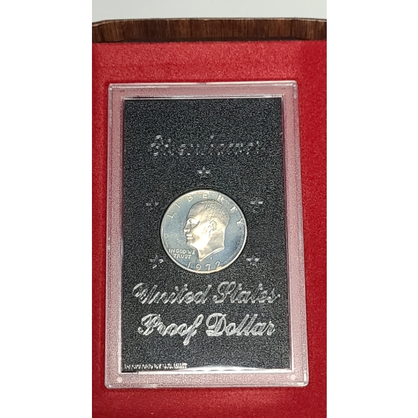 1972-S United States Eisenhower 40% Silver Proof Dollar In Display 
