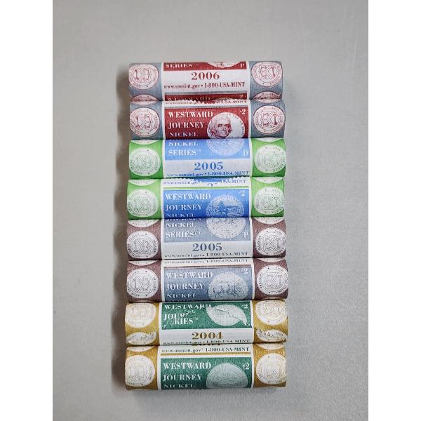 (8) Rolls of 2004-2006 Westward Journey Jefferson Nickels FV: $16.00