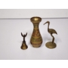 Image 1 : Lot of Brass Decor: Detailed Vase, Crane Statue, Tinkerbell Bell - TW: 313.2g 