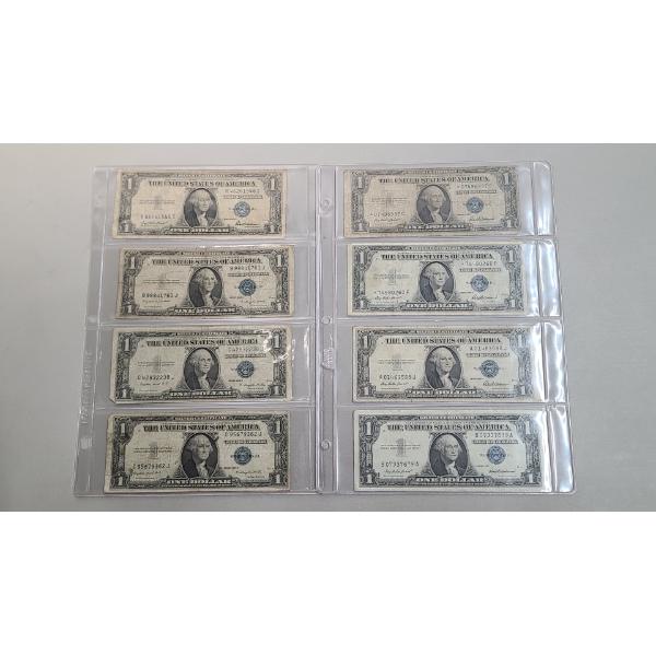 Assorted Series $1 Silver Certificates In Sleeves - Face Value: $ 8.00