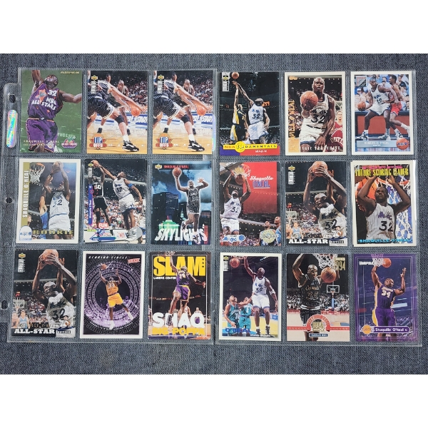 18 Assorted Shaquille O'Neal Basketball Trading Cards From Various Companies & Years 