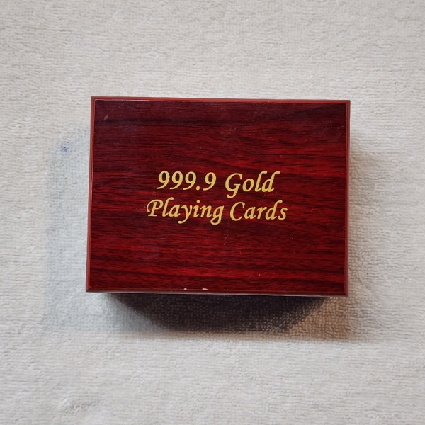 Deck of 999.9 Gold Playing Cards In Nice Wooden Display Box ~ Beautiful Deck Of Cards!