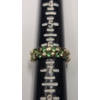 Image 6 : Tests As 14K Yellow Gold Wide Band Ring With Green Gemstones - Size 6 - Weight: 4.8g