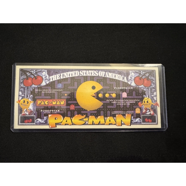 Vintage Pac-Man Million Dollar Bill In Mint Condition In Protective Holder - Limited Edition