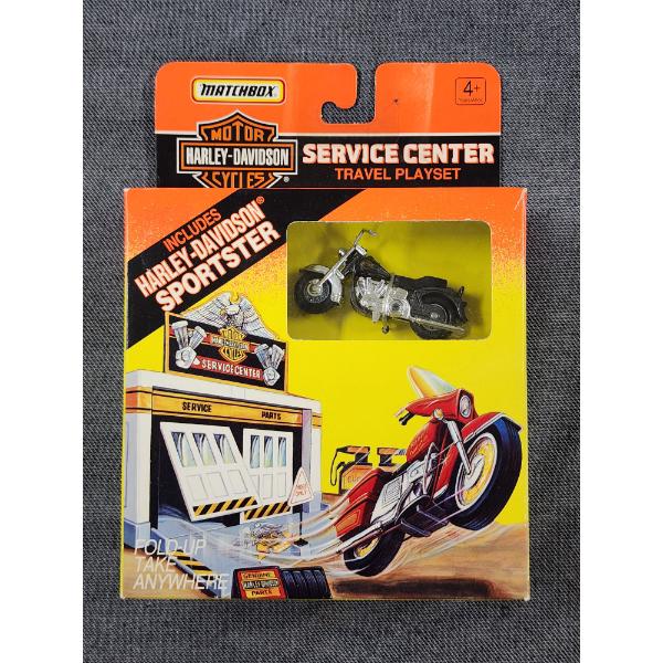 Vintage NEW IN THE BOX Matchbox Harley Davidson Motorcycle Service Center Travel Playset