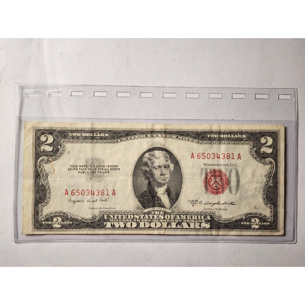 1953 $2 United States RED SEAL Federal Reserve Note ~ Nice Note For Any Level Collector!
