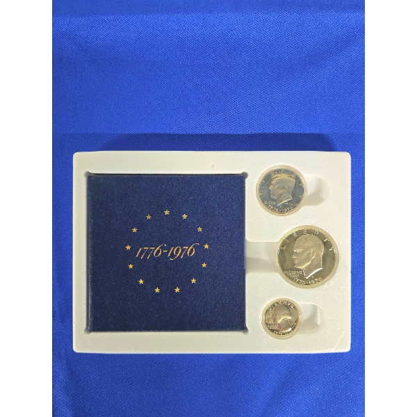 1776-1976 - S Bicentennial Silver 3 Coin Proof Set - With Folding Case