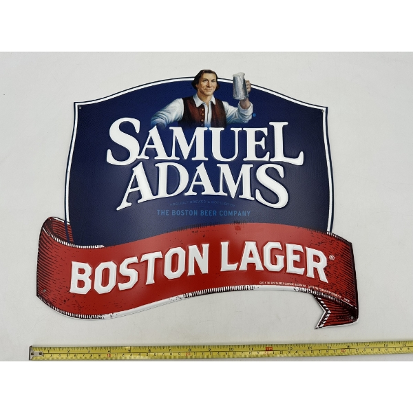 Large Samuel Adams Boston Lager Advertising Metal Sign About 17"x14"