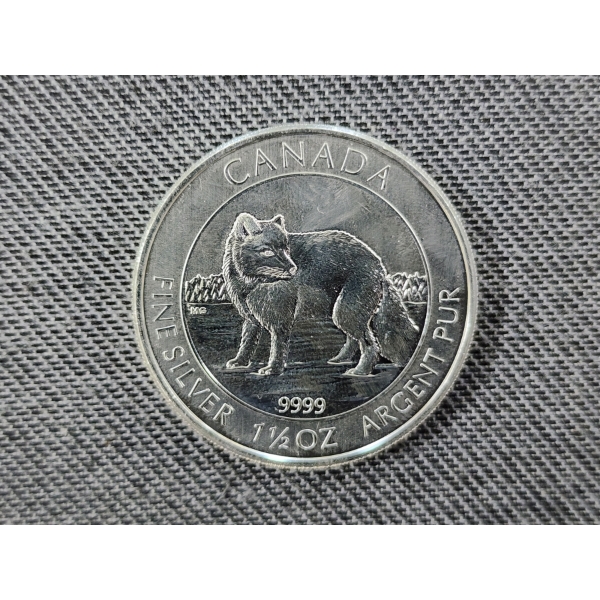 2014 Canadian 1.5 OZ .9999 Fine Silver Arctic Fox Round ~ BRILLIANT UNCIRCULATED COIN