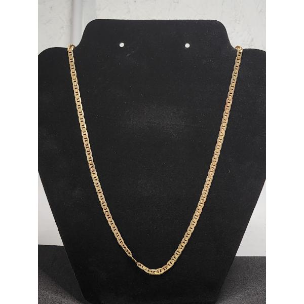 10K Gold Italian Marina Link Chain Necklace 24" Total Weight: 13.1g