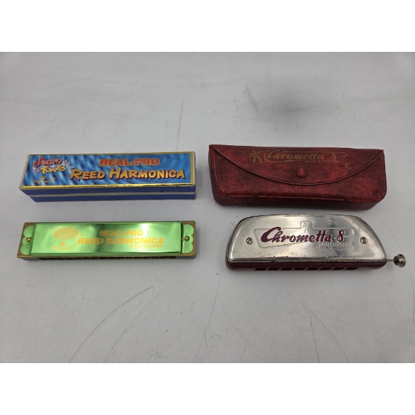 Vintage Harmonicas- Real Pro Reed & Chrometta 8 In Great Condition!