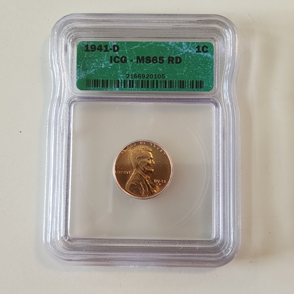 1941-D Lincoln Wheat Cent - ICG MS 65 RD