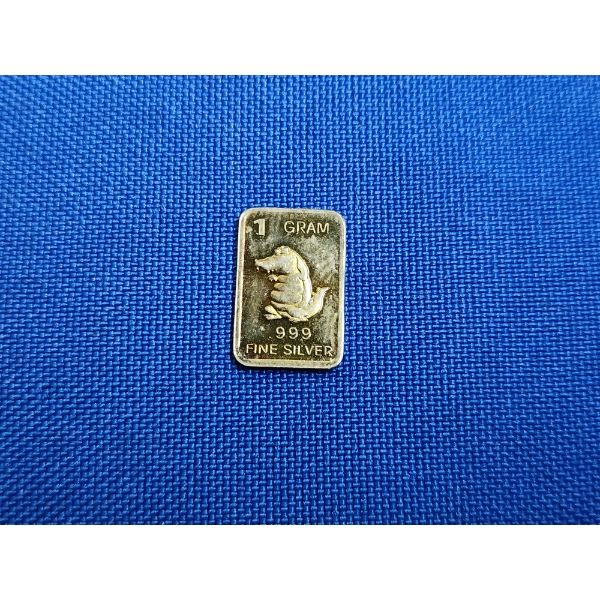 1 Gram .999 Fine Silver Bar - Crocodile Design