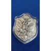 Image 1 : St. Michael Archangel Defeating Satan Concave 2 Oz .999 Silver Shield
