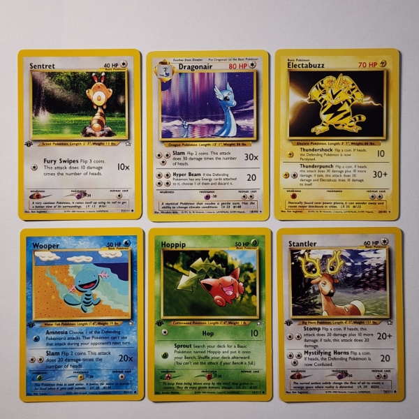 Six Assorted Vintage Pokemon Trading Cards Ft. Four Neo Genesis Set 1ST EDITION & Two Rares! ~ NM!