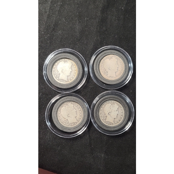 Assorted Years/Mint Marks Barber 90% Silver Half Dollars In Coin Capsules - Face Value: $2.00