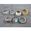 Image 1 : Lot of Seven Assorted Sterling Silver Rings Including Turquois Stone 