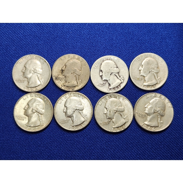 Assorted Years 90% U.S. Silver Quarters - Face Value $2.00