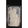 Image 1 : Vintage Statue Of Liberty 1 Troy Oz .999 Fine Silver MTB Rare Johnson Matthey Bar With Serial Number