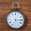 Image 1 : Antique Late 1800's Sterling Silver H.Samuel English Railroad Pocket Watch ~ Total Weight 126 Grams