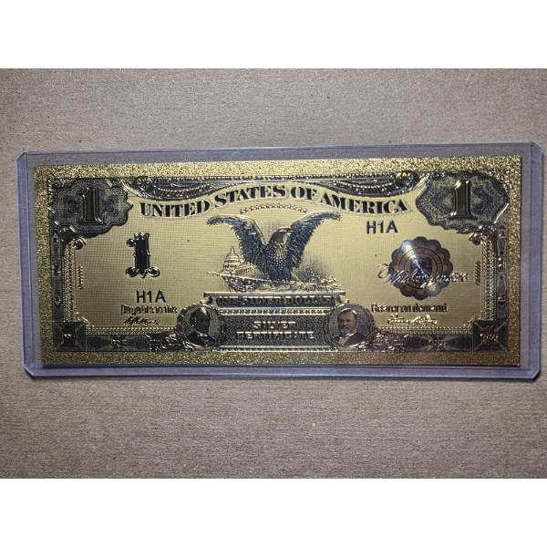 US One Dollar 24k 999999 Silver Certificate Note in Mint Condition In Protective Holder