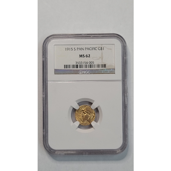 NGC 1915-S U.S Panama Pacific MS 62 Exposition Gold Dollar - AGW: 0.0484oz